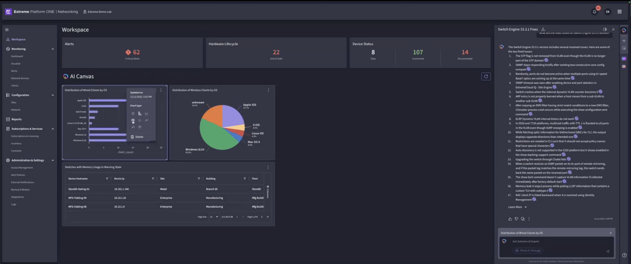 generated and fixed widgets
